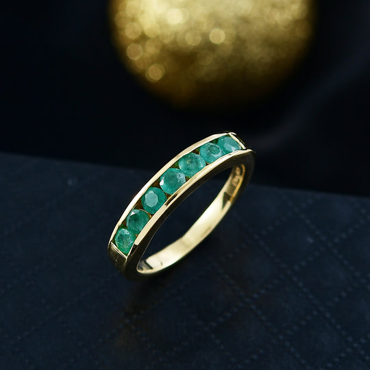 D'Joy AA Smaragd Ring 925 Silber 750 Gelb Vergoldet (Größe 19.00) ca. 0,80 ct