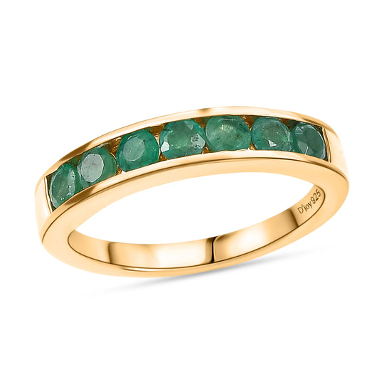 D'Joy AA Smaragd Ring 925 Silber 750 Gelb Vergoldet (Größe 19.00) ca. 0,80 ct