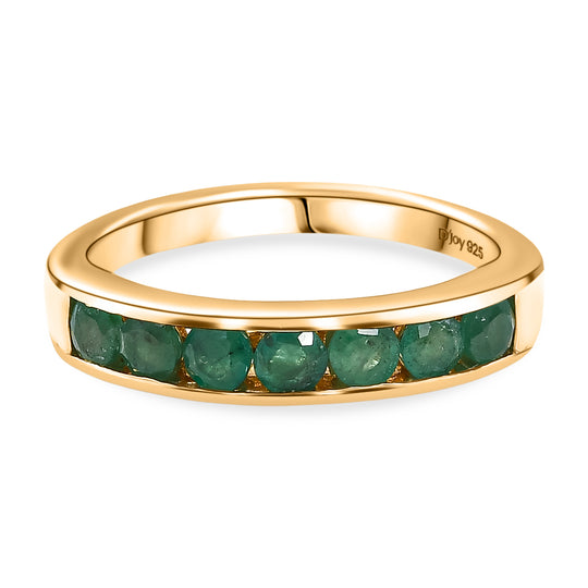 D'Joy AA Smaragd Ring 925 Silber 750 Gelb Vergoldet (Größe 19.00) ca. 0,80 ct