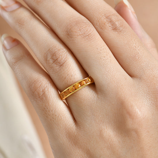 D'Joy AA Orange Saphir Ring 925 Silber 750 Gelb Vergoldet (Größe 21.00) ca. 1,05 ct