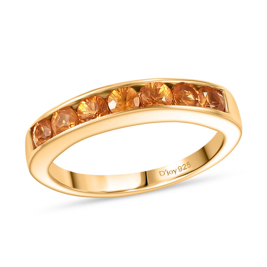 D'Joy AA Orange Saphir Ring 925 Silber 750 Gelb Vergoldet (Größe 21.00) ca. 1,05 ct