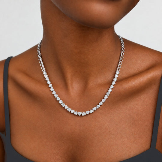 LUXURIANT 3 ct. SGL zertifizierte SI-GH Labor Diamant 45cm Halskette, 925 Silber rhodiniert