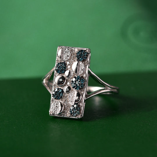 GP Italienische Garten Kollektion - Kanchanaburi Blauer Saphir, Blauer Diamant Ring 925 Silber rhodiniert (Größe 19.00) ca. 0.25 ct