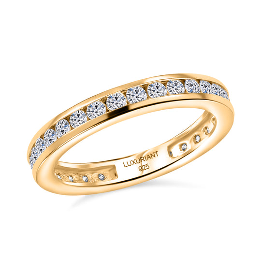 LUXURIANT DIAMOND - Lab Grown Diamant VS-EF SGL zertifiziert Ring 925 Silber 750 Gelbgold Vermeil (Größe 18.00) ca. 1.00 ct