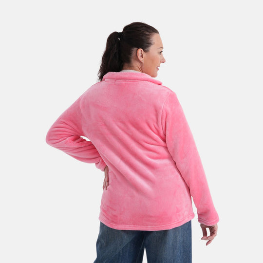 LA MAREY - Velvet Jacke aus Samt mit Reißverschluss, Größe S/M