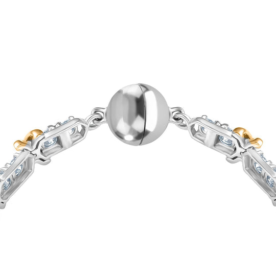 LUXURIANT DIAMANT - Lab Grown Diamant SI-GH SGL zertifiziert Armband ca. 20 cm 925 Silber Rhodiniert und 750 Gelbgold Vermeil ca. 3,00 ct.