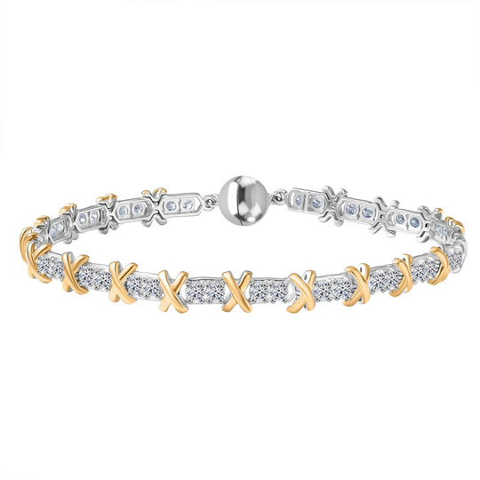 LUXURIANT DIAMANT - Lab Grown Diamant SI-GH SGL zertifiziert Armband ca. 20 cm 925 Silber Rhodiniert und 750 Gelbgold Vermeil ca. 3,00 ct.