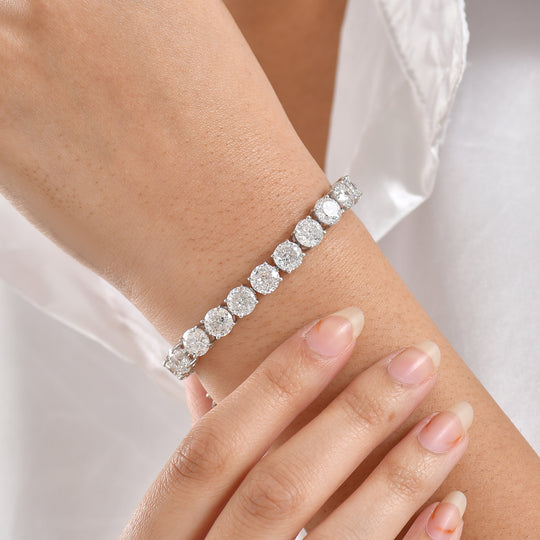 D'Joy 100 Facetten Moissanit Armband ca. 19 cm 925 Silber rhodiniert ca. 31.80 ct