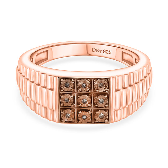 D'Joy Natürlicher Champagner Diamant Ring 925 Silber rosévergoldet (Größe 19.00)