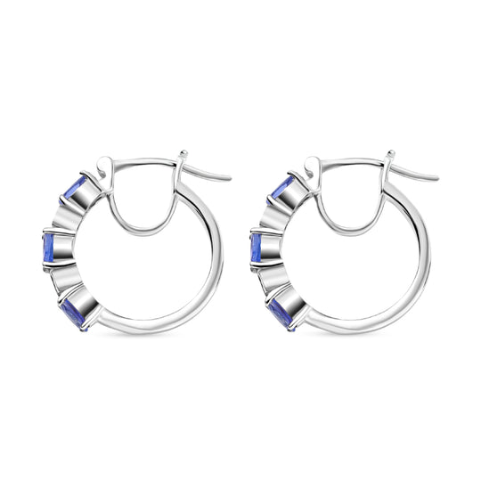 D'Joy Tansanit, Moissanit Ohrringe 925 Silber rhodiniert ca. 1,51 ct.