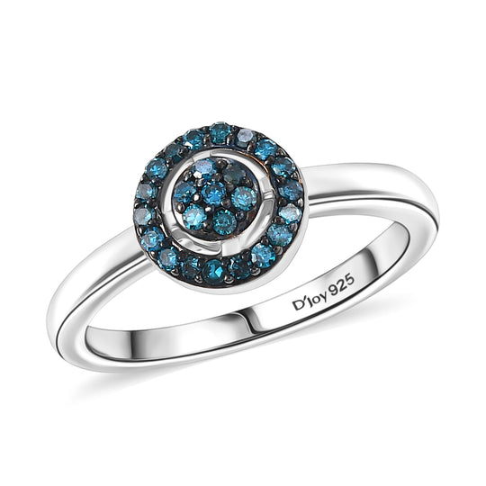 CULLINAN-MINE - Blauer Diamant Ring 925 Silber rhodiniert (Größe 19.00) ca. 0.20 ct