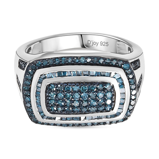 CULLINAN MINE - Blauer Diamant Ring 925 Silber rhodiniert (Größe 18.00) ca. 1.00 ct