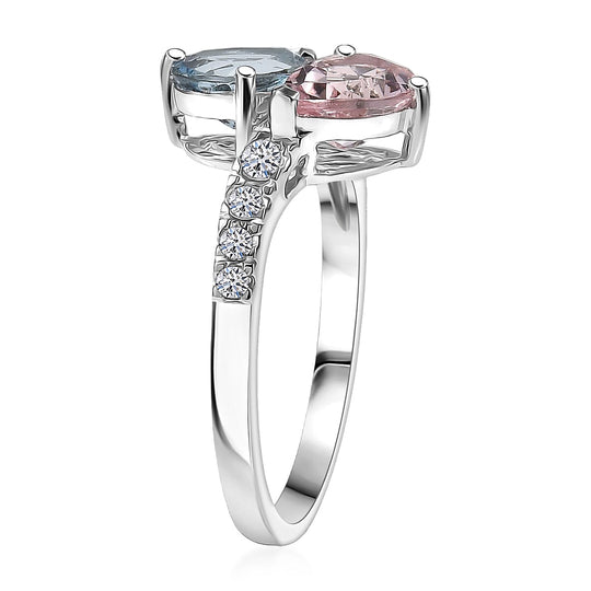 Luxuriant - AAA Aquamarin, Rosa Morganit AGI zertifiziert Ring 417 Gold (Größe 17.00) ca. 3.03 ct