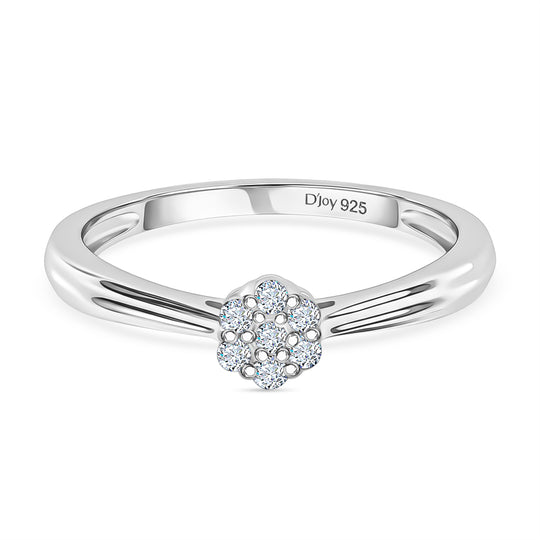 D'Joy Weißer Diamant Ring 925 Silber rhodiniert (Größe 19.00) ca. 0,10 ct
