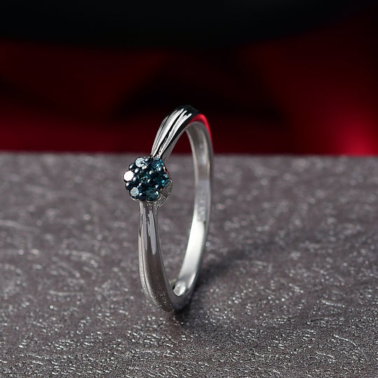 CULLINAN-MINE - Blauer Diamant Ring 925 Silber rhodiniert (Größe 20.00) ca. 0.10 ct