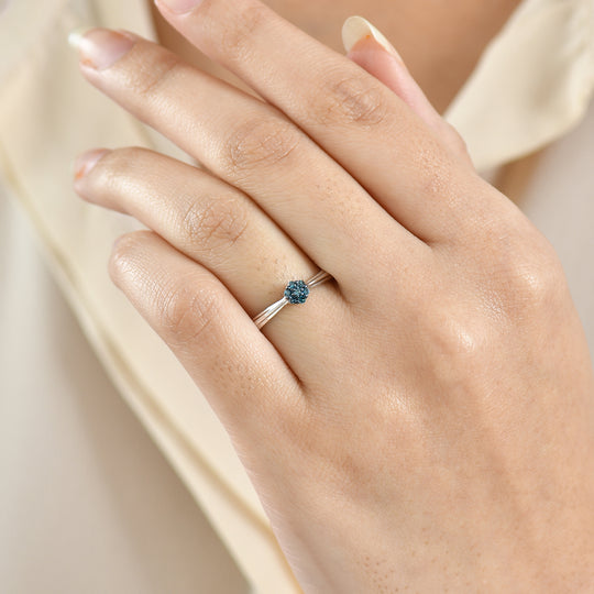 CULLINAN-MINE - Blauer Diamant Ring 925 Silber rhodiniert (Größe 20.00) ca. 0.10 ct