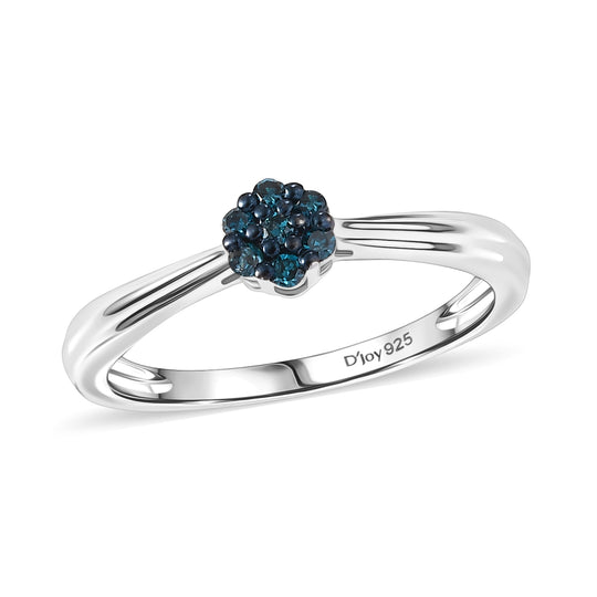 CULLINAN-MINE - Blauer Diamant Ring 925 Silber rhodiniert (Größe 20.00) ca. 0.10 ct