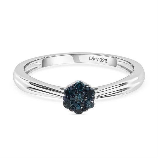 CULLINAN-MINE - Blauer Diamant Ring 925 Silber rhodiniert (Größe 20.00) ca. 0.10 ct