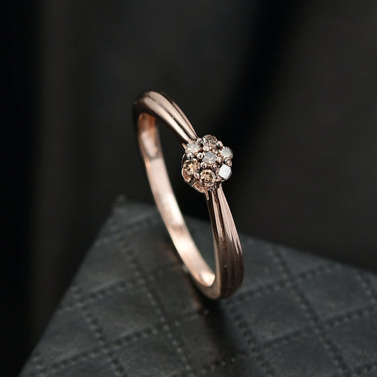 D'Joy Natürlicher Champagner Diamant Ring 925 Silber 750 Roségold Vermeil (Größe 18.00) ca. 0.10 ct