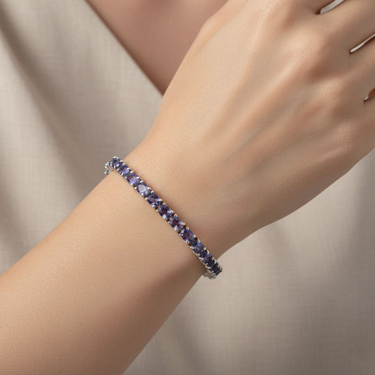 D'Joy Tansanit Armband ca. 20 cm 925 Silber rhodiniert ca. 8,66 ct.