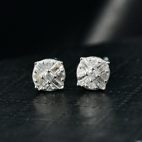 D'Joy Weißer Diamant Ohrringe 925 Silber rhodiniert ca. 0.15 ct
