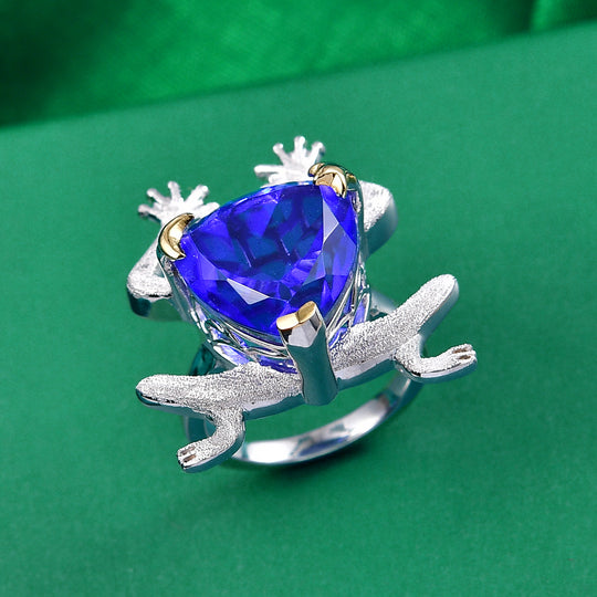 GP Trionfo Kollektion - Tansanit-Farbe Quarz, Natürlicher Chromdiopsid Ring 925 Silber Rhodiniert und 750 Gelbgold Vermeil (Größe 19.00) ca. 12.17 ct