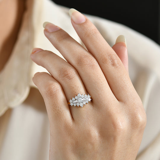 LUXURIANT DIAMOND - Lab Grown Diamant SI-GH SGL zertifiziert Ring 925 Silber 750 Gelbgold Vermeil (Größe 20.00) ca. 1.00 ct