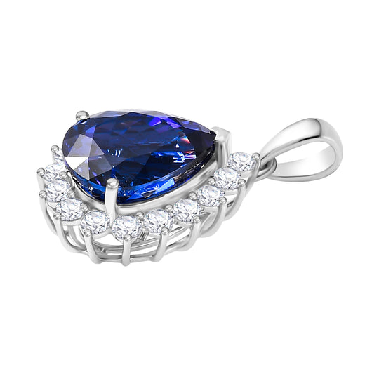 Rhapsody AAAA Tansanit, Weißer Diamant Anhänger 950 Platin ca. 10.91 ct