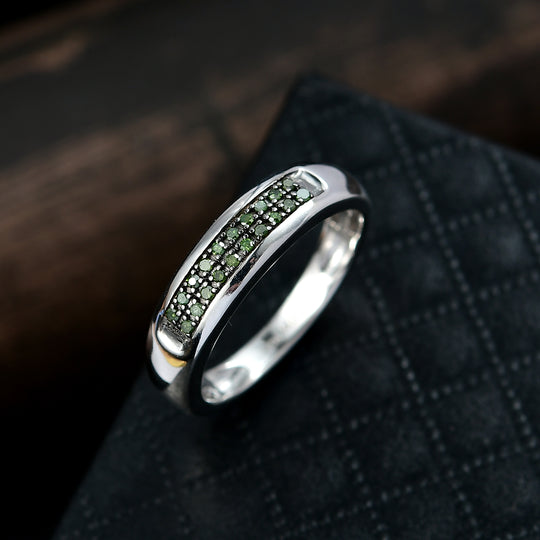 D'Joy Grüner Diamant Ring 925 Silber rhodiniert (Größe 16.00)