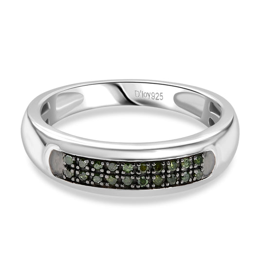 D'Joy Grüner Diamant Ring 925 Silber rhodiniert (Größe 16.00)