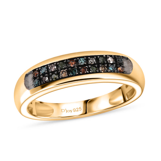 D'Joy Mehrfarbiger Diamant Ring 925 Silber rhodiniert (Größe 16.00) ca. 0.10 ct