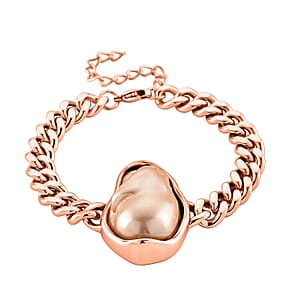 Goldene Muschelkernperle Armband ca. 19 cm 316L Edelstahl Ion-Gelbbeschichtung