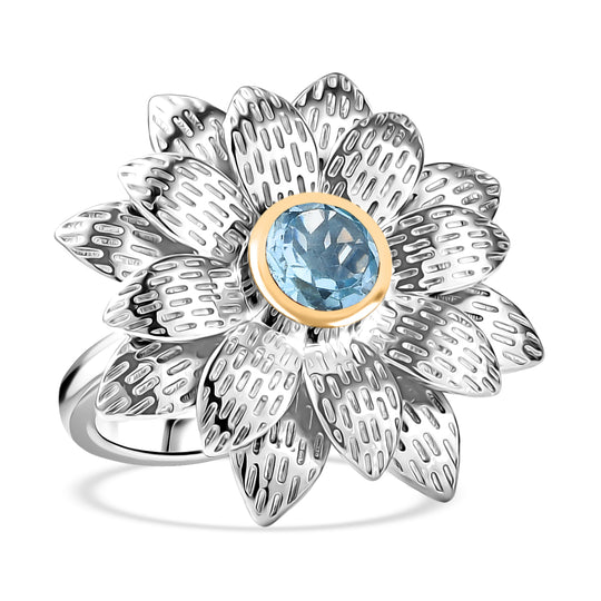 EVER TRUE Himmelblauer Topas Ring Nickelfreies Messing platiniert und vergoldet (Größe 19.00) ca. 1,04 ct