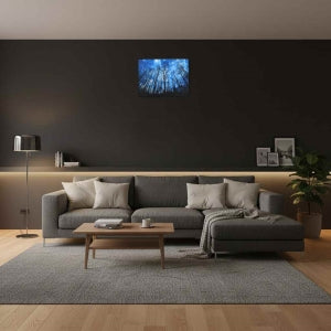 LIVMORE Wald Motiv LED Wandbild mit Glasfaser Lichteffekt 30 x 40 cm