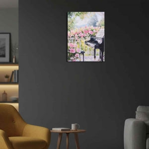 LIVMORE Rosenblüte Motiv LED Wandbild mit Glasfaser Lichteffekt 30 x 40 cm