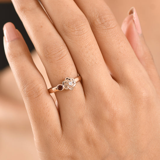 EVER TRUE Mosambik Granat, Moissanit Ring Nickelfreies Messing (Größe 21.00) ca. 0,20 ct