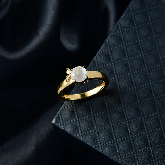 EVER TRUE Regenbogen Mondstein Ring Nickelfreies Messing (Größe 17.00) ca. 0,83 ct