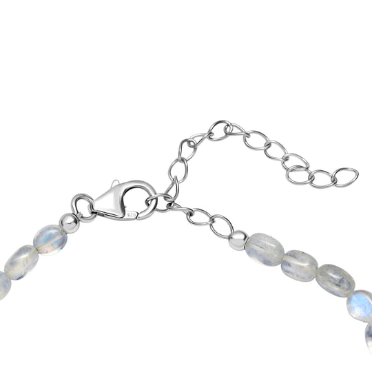 D'Joy AAA Meetiyagoda Regenbogen Mondstein Armband ca. 19 cm + 5 cm Extender, 925 Silber rhodiniert ca. 25.00 ct