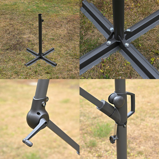 Garten Sonnenschirm, Stahlgestell, 3 m, 6 Streben, Blau