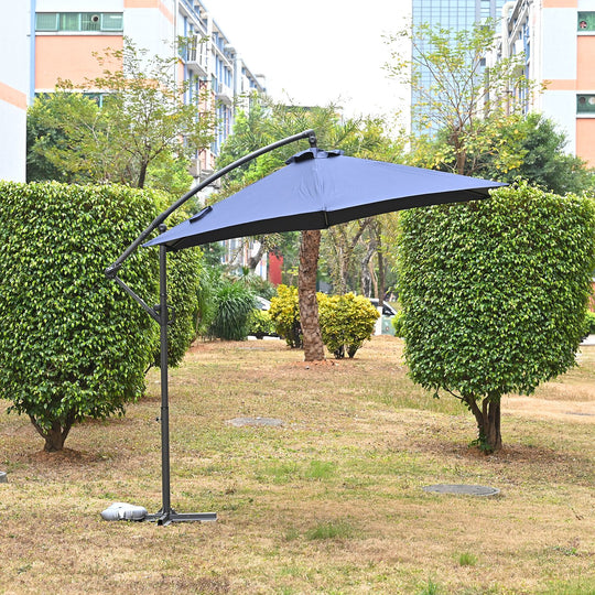 Garten Sonnenschirm, Stahlgestell, 3 m, 6 Streben, Blau