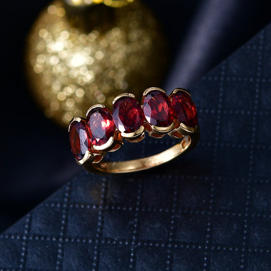 EVER TRUE Mosambik Granat Ring Nickelfreies Messing (Größe 18.00) ca. 4,54 ct