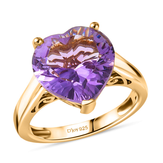 D'Joy AA Rose De France Amethyst Ring 925 Silber Gelbes Gold (Größe 21.00) ca. 5,41 ct