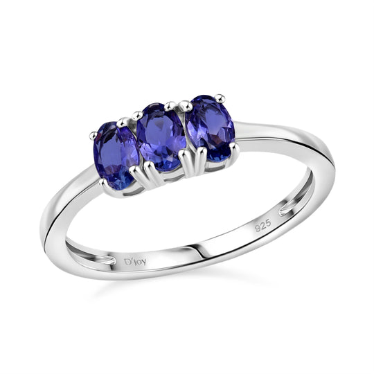 D'Joy AA Tansanit Ring 925 Silber rhodiniert (Größe 19.00) ca. 0.71 ct