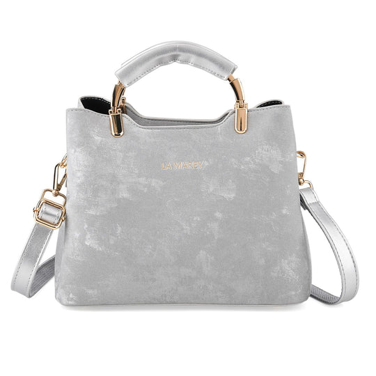 LA MAREY Satchel Tasche mit Reißverschlussfächern und verstellbarem Schulterriemen 25 x 20 x 11 cm Khaki