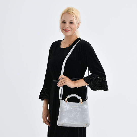 LA MAREY Satchel Tasche mit Reißverschlussfächern und verstellbarem Schulterriemen 25 x 20 x 11 cm Khaki