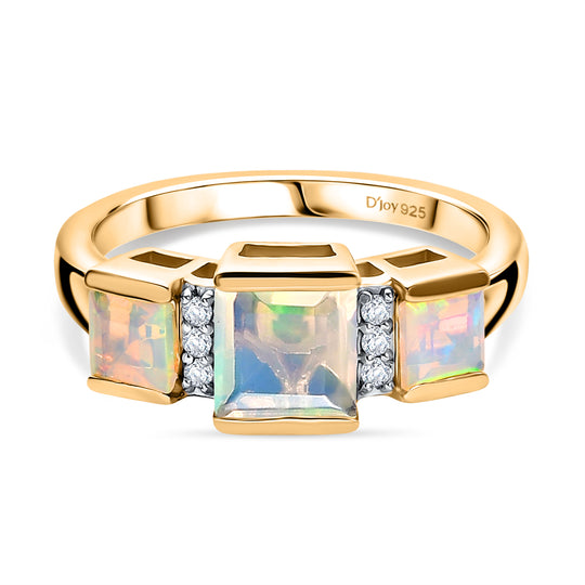 D'Joy AA Natürlicher, äthiopischer Welo Opal Ring 925 Silber 750 Gelbgold Vermeil (Größe 21.00) ca. 1,13 ct