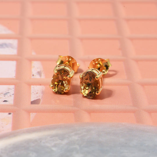 D'Joy Natürlicher goldener Tansanit Ohrringe 925 Silber vergoldet ca. 0.95 ct