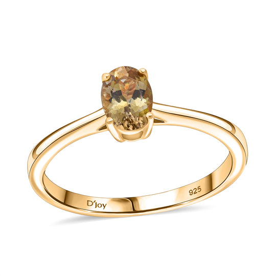 D'Joy Natürlicher goldener Tansanit Ring 925 Silber vergoldet (Größe 20.00) ca. 0,63 ct