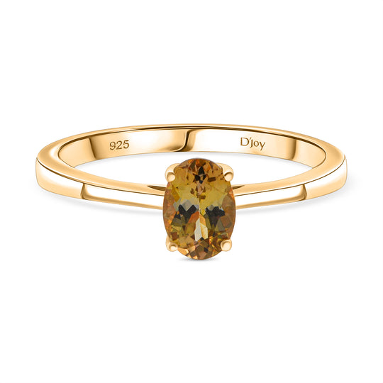 D'Joy Natürlicher goldener Tansanit Ring 925 Silber vergoldet (Größe 20.00) ca. 0,63 ct