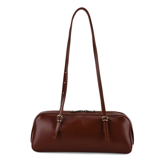 Leder Schultertasche mit Reißverschlussfach und Innenfächern 33 x 12 x 13 cm Bordeaux